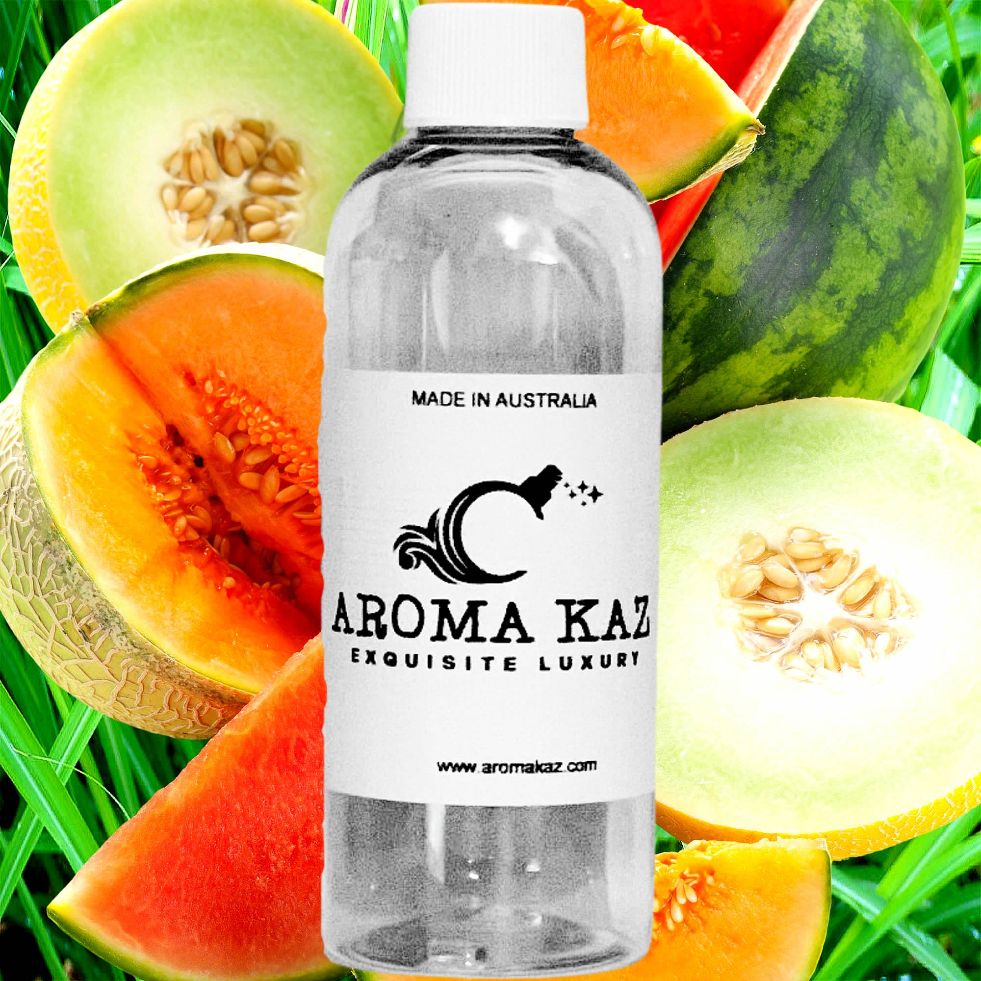 Lemongrass & Wild Melons fragrance oil for candle making, soap making and perfume blending – vegan, cruelty-free featuring tropical melon and citrus lemongrass notes, handmade in Australia.