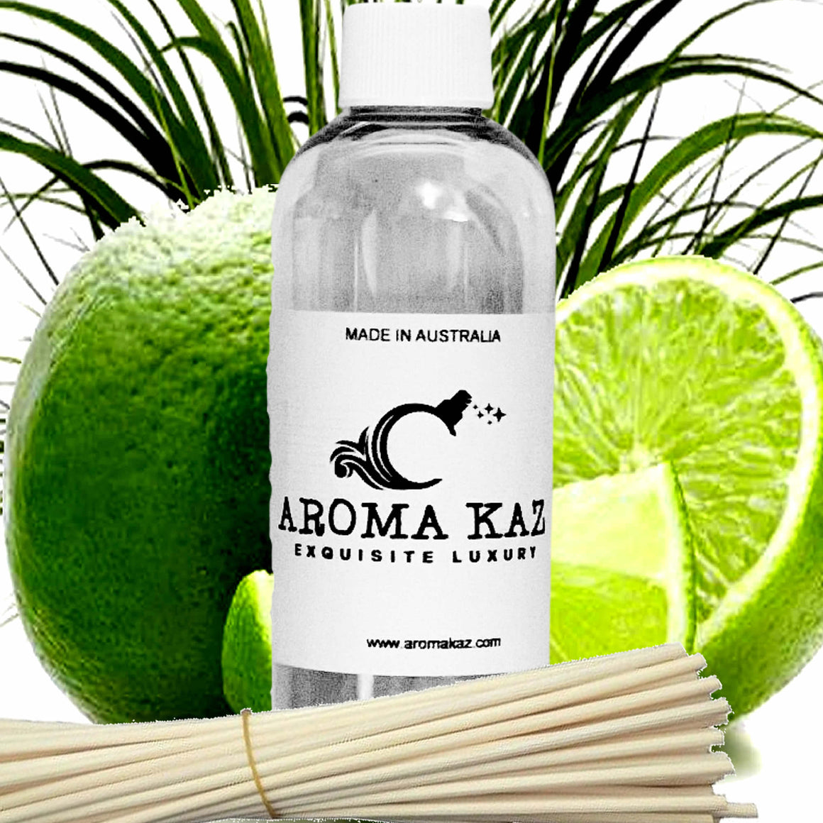 Lemongrass & Limes Diffuser Fragrance Oil Refill – Vegan, Cruelty-Free, Made in Australia – Long-Lasting Air Freshener for use with Rattan Reeds – Not for Electric Diffusers