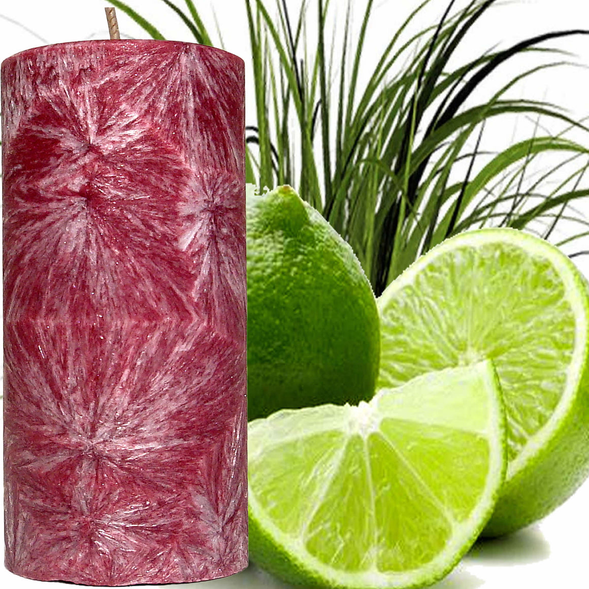 Lemongrass & Limes Scented Palm Wax Pillar Candle Hand Poured