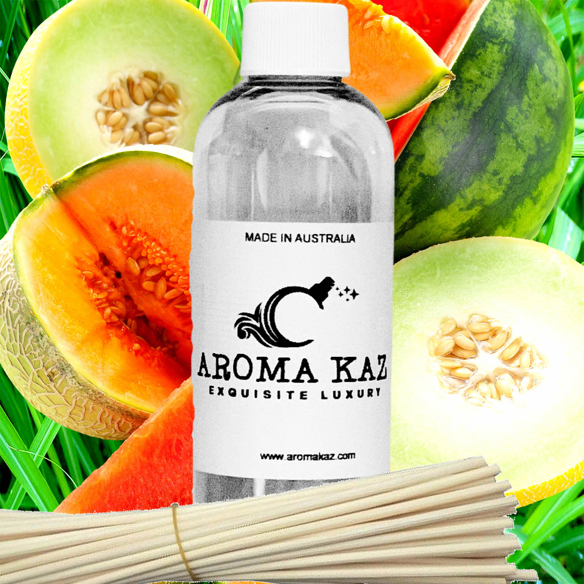 Lemongrass & Wild Melons Diffuser Fragrance Oil Refill – Vegan, Cruelty-Free, Made in Australia – Long-Lasting Air Freshener for use with Rattan Reeds – Not for Electric Diffusers