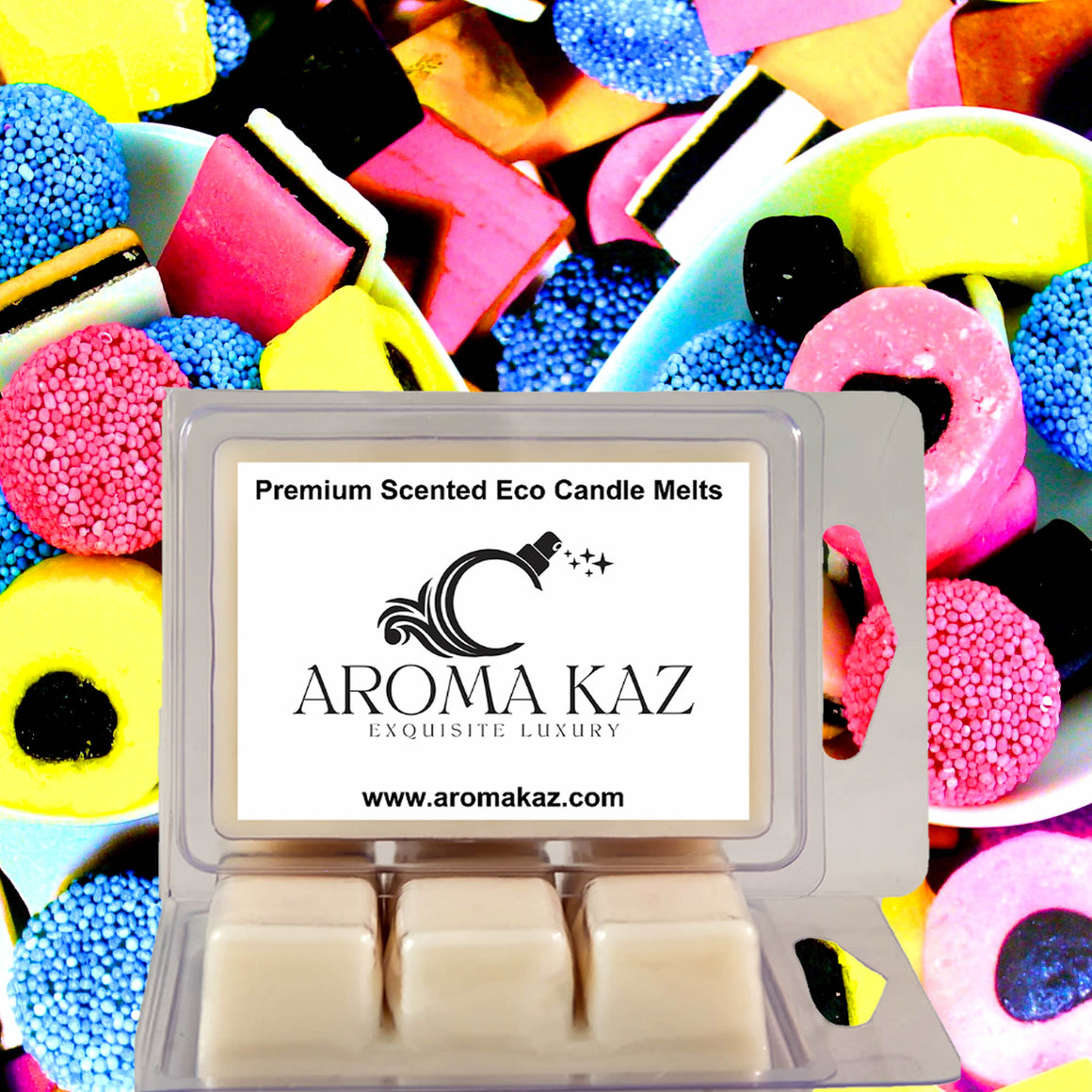 Licorice Allsorts eco soy wax melts – vegan, cruelty-free featuring sweet licorice candy aroma, handmade in Australia.