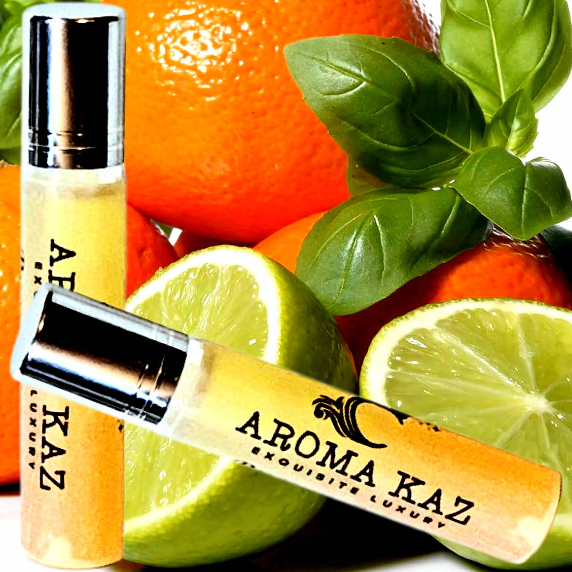 Lime Basil Mandarin Fragrance Roll On – vegan, cruelty-free perfume roll on featuring zesty lime, herbal basil, and sweet citrus mandarin, handmade in Australia.