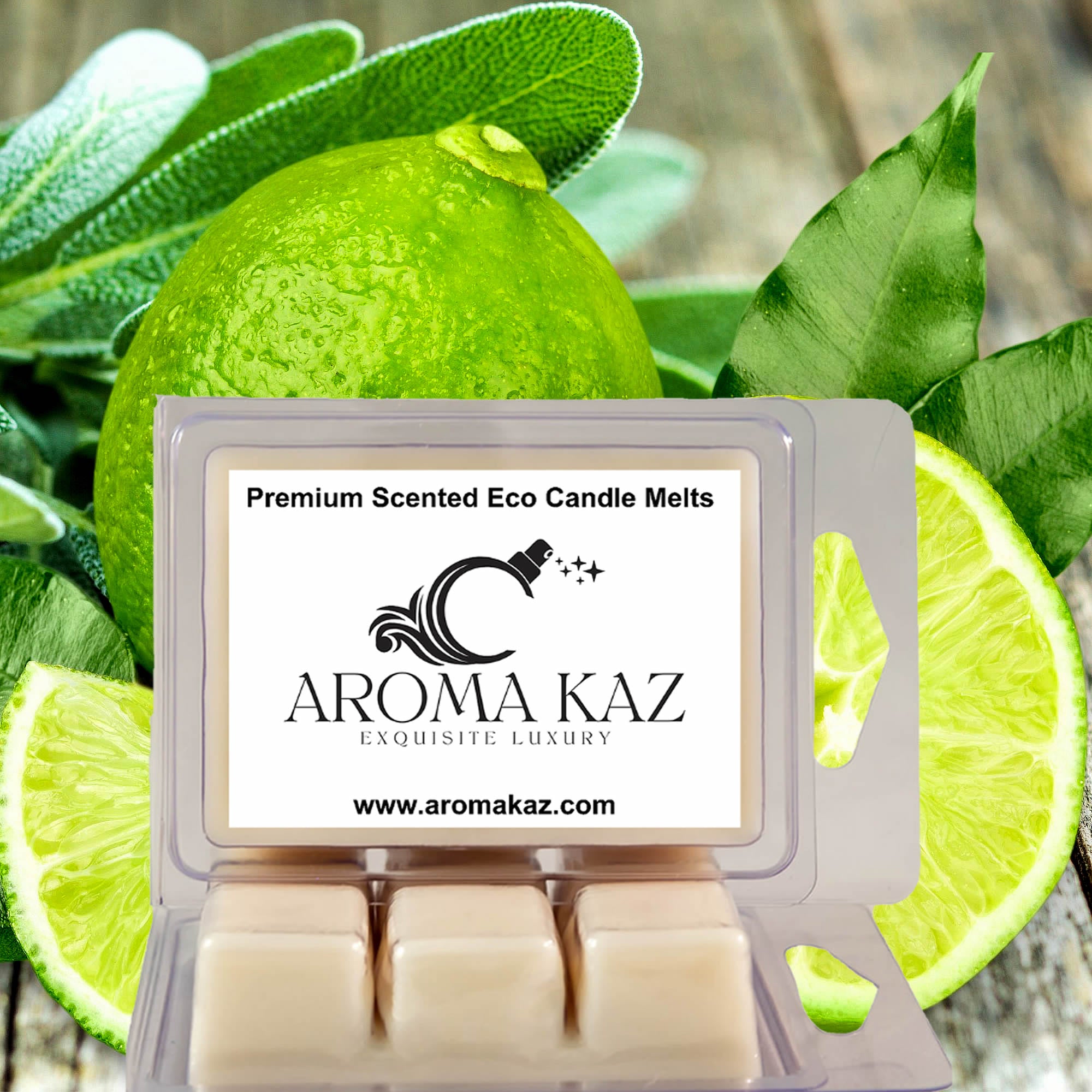 Lime Infusion No.5 eco soy wax melts – vegan, cruelty-free featuring fresh desert lime and herbal sea parsley, handmade in Australia.