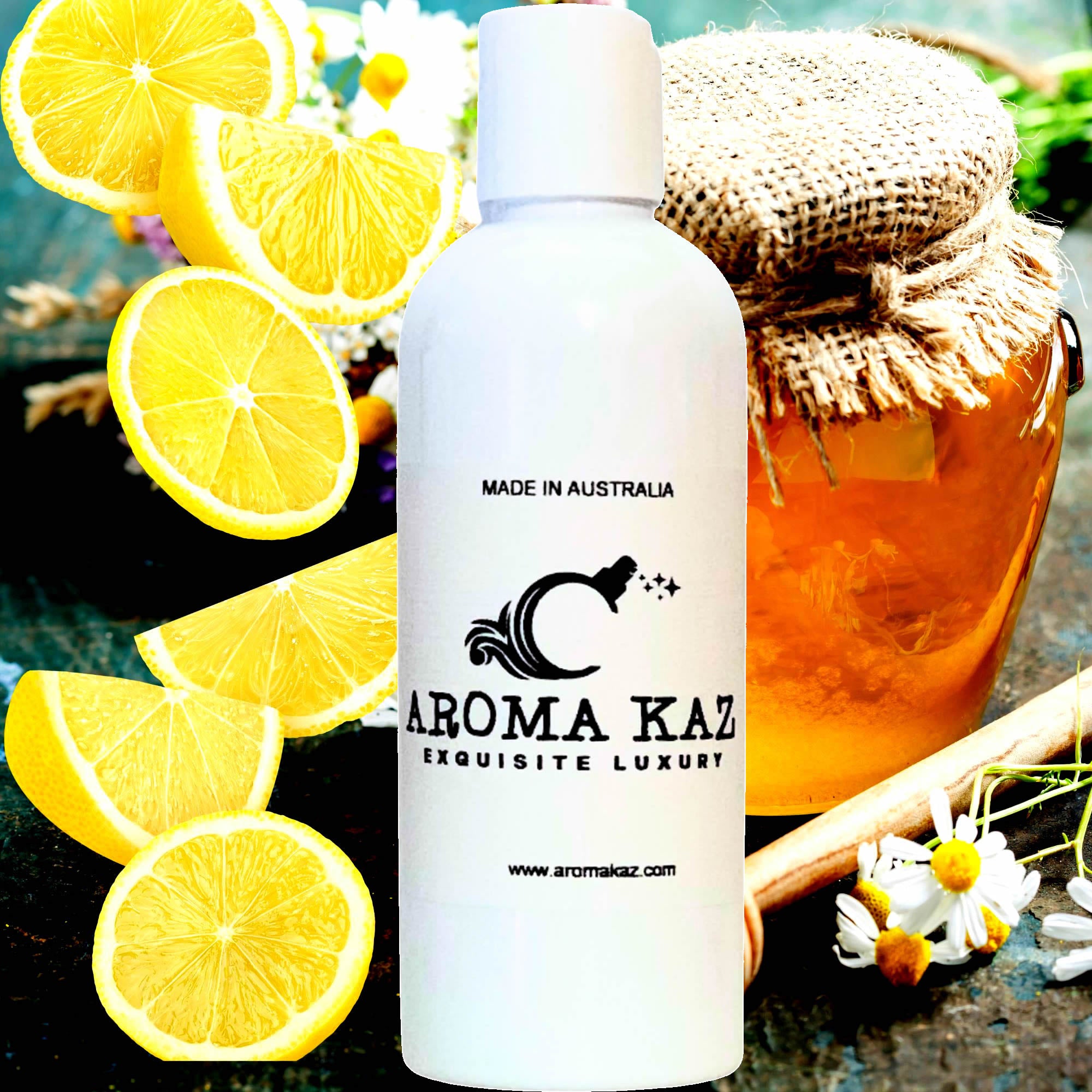 Manuka Honey & Lemon Body Massage Oil – vegan, cruelty-free featuring soothing manuka honey and bright lemon zest, handmade in Australia.