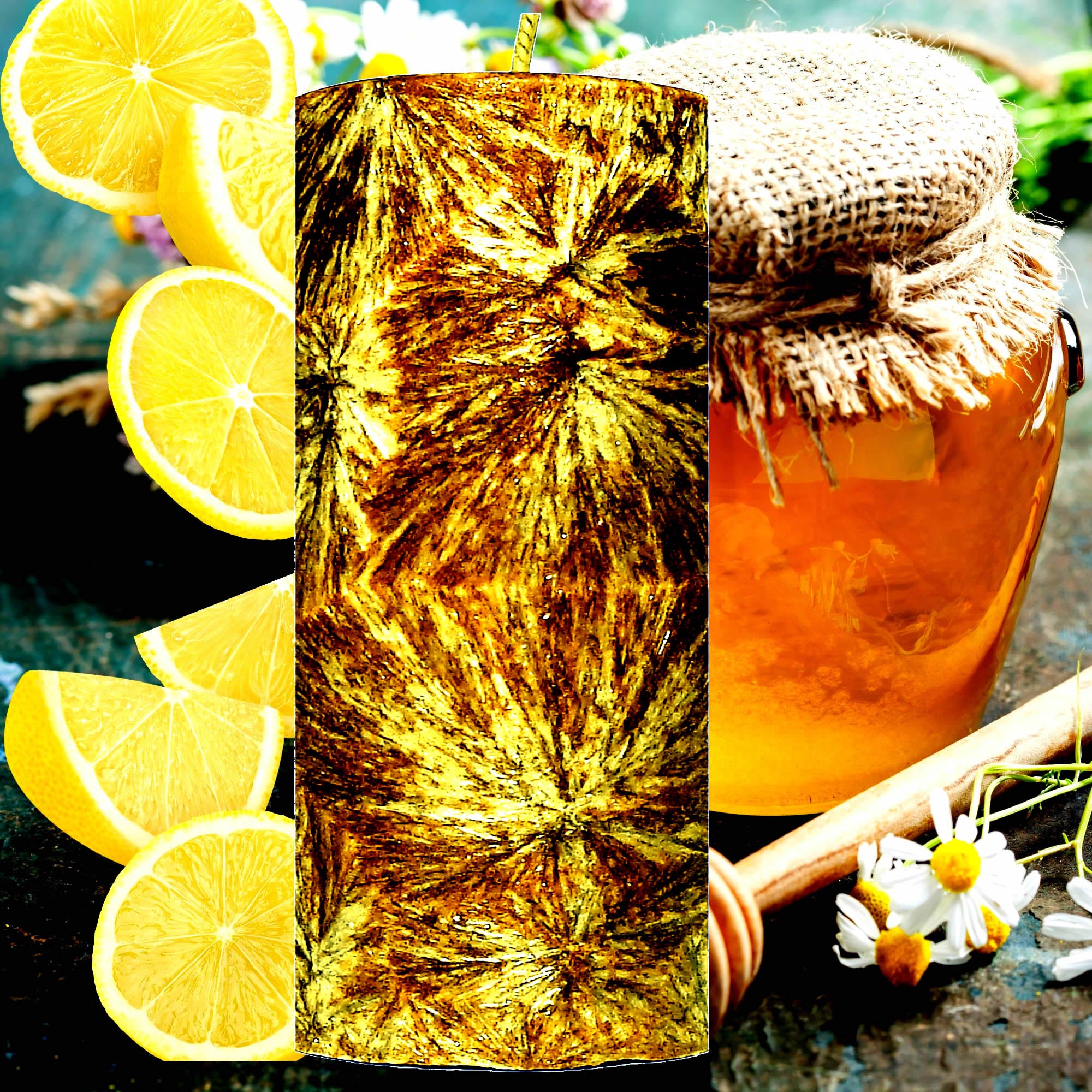 Manuka Honey & Lemon Pillar Candle – Plant-Based, Eco-Friendly, Vegan, Cruelty Free