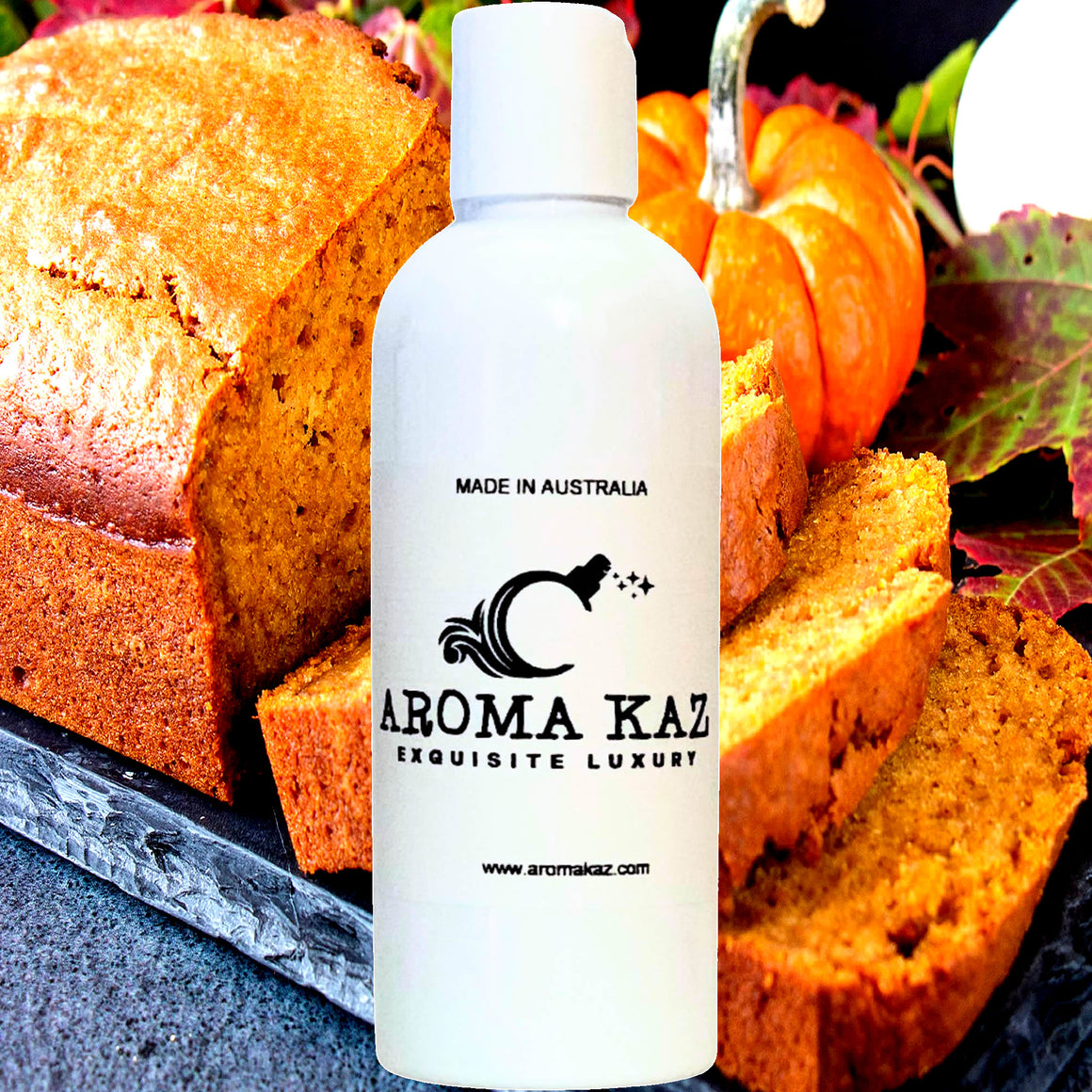 Maple Pumpkin Bread Body Massage Oil – vegan, cruelty-free, plant-based hydrating oil with spiced pumpkin bread, nutmeg, allspice and sweet maple syrup, handmade in Australia.