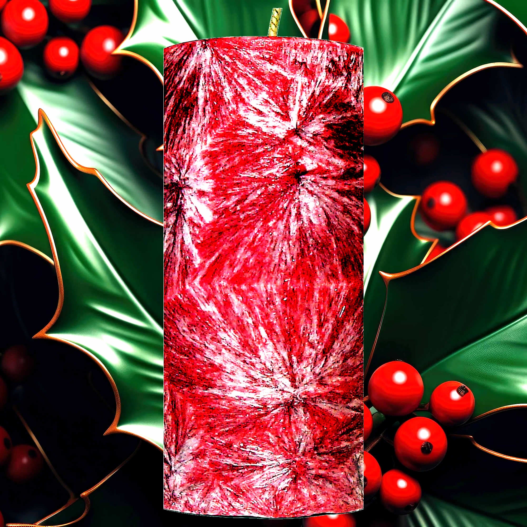 Mistletoe & Holly Berry Pillar Candle – Plant-Based, Eco-Friendly, Vegan, Cruelty Free