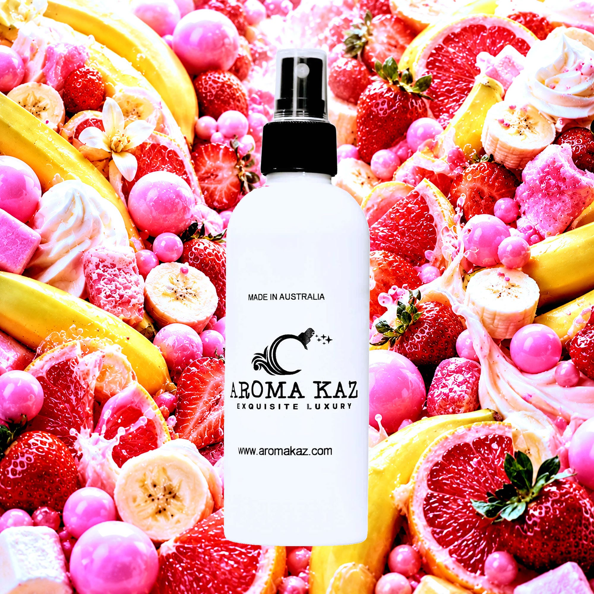 Monkey Farts Room Linen Car Air Freshener Spray Deodoriser eco-friendly vegan, cruelty-free body fragrance featuring a fun fruity blend of bananas, berries, and tropical sweetness, made in Australia.