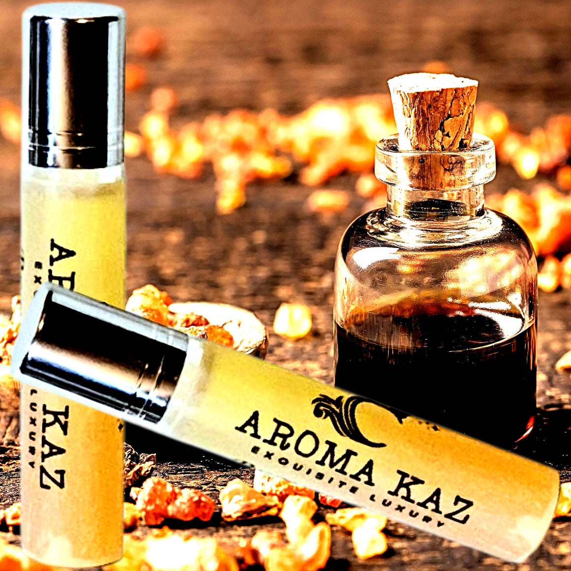 Moroccan Amber & Myrrh Fragrance Roll On – vegan, cruelty-free perfume roll on featuring exotic amber, warm spices, and resinous myrrh, handmade in Australia.