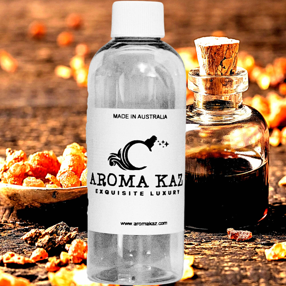 Moroccan Amber & Myrrh fragrance oil for candle making, soap making and perfume blending – vegan, cruelty-free featuring exotic amber, warm spices, and resinous myrrh, handmade in Australia.