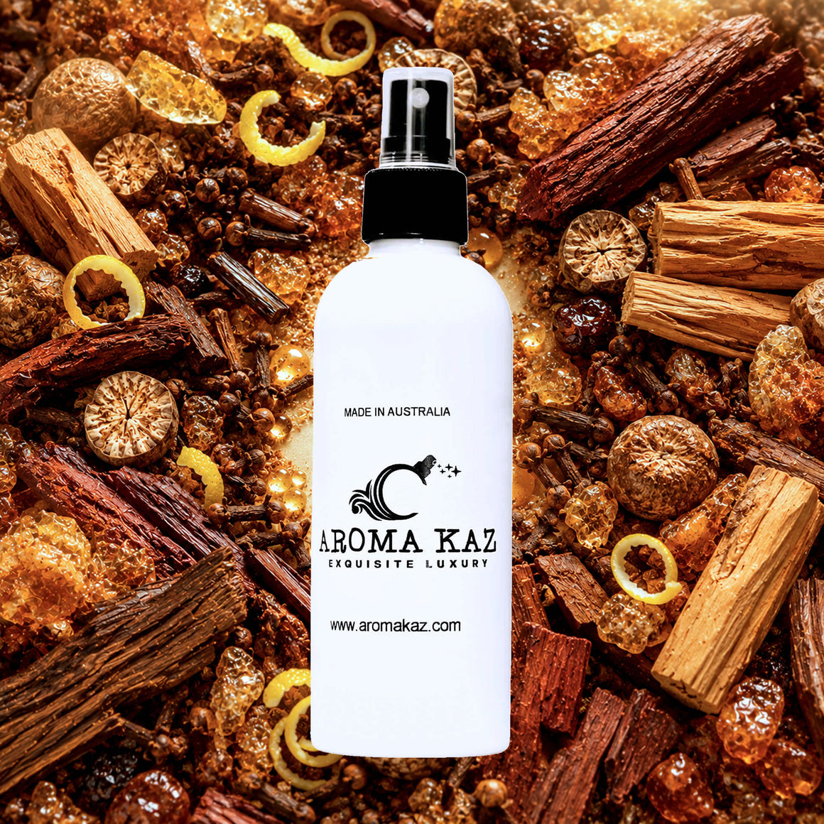 Moroccan Spice Room Linen Car Air Freshener Spray Deodoriser eco-friendly vegan, cruelty-free body fragrance featuring warm aromatic spices and sensual amber notes, made in Australia.