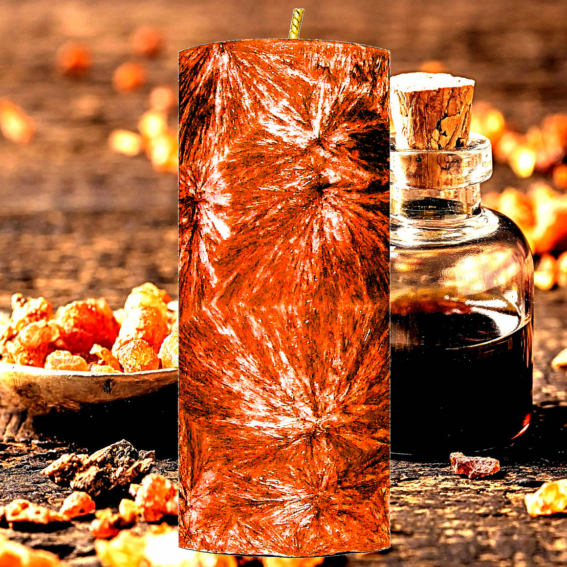 Moroccan Amber & Myrrh Pillar Candle – Plant-Based, Eco-Friendly, Vegan, Cruelty Free