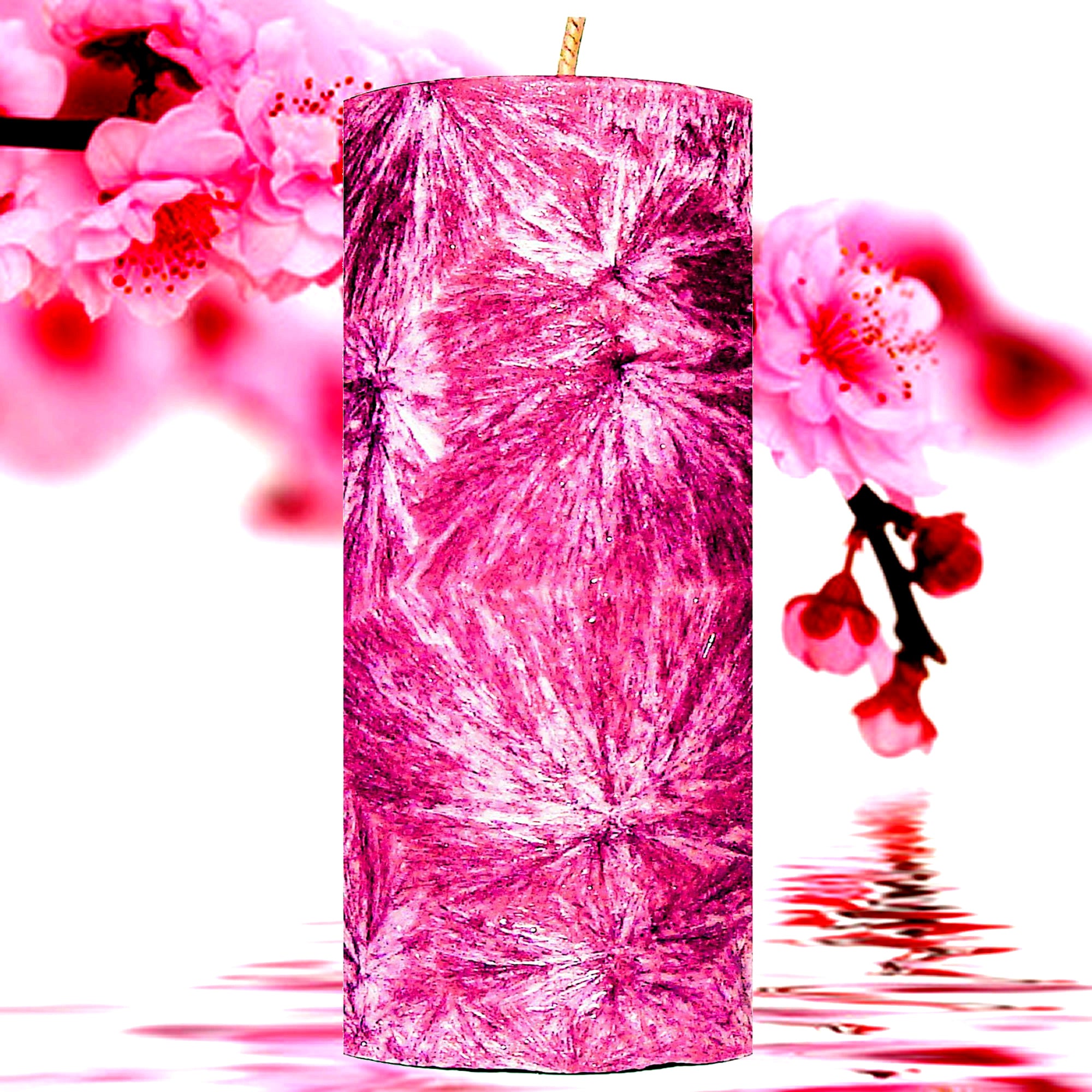 Musk Cherry Blossoms Pillar Candle – Plant-Based, Eco-Friendly, Vegan, Cruelty Free