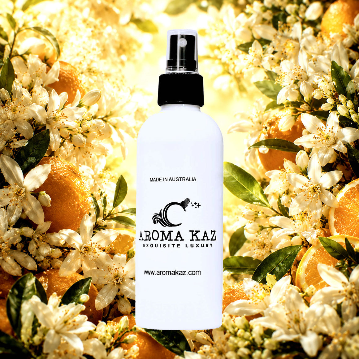 Neroli Amber Blossoms Room Linen Car Air Freshener Spray Deodoriser eco-friendly vegan, cruelty-free body fragrance featuring ambered neroli and bright orange geranium florals, made in Australia.