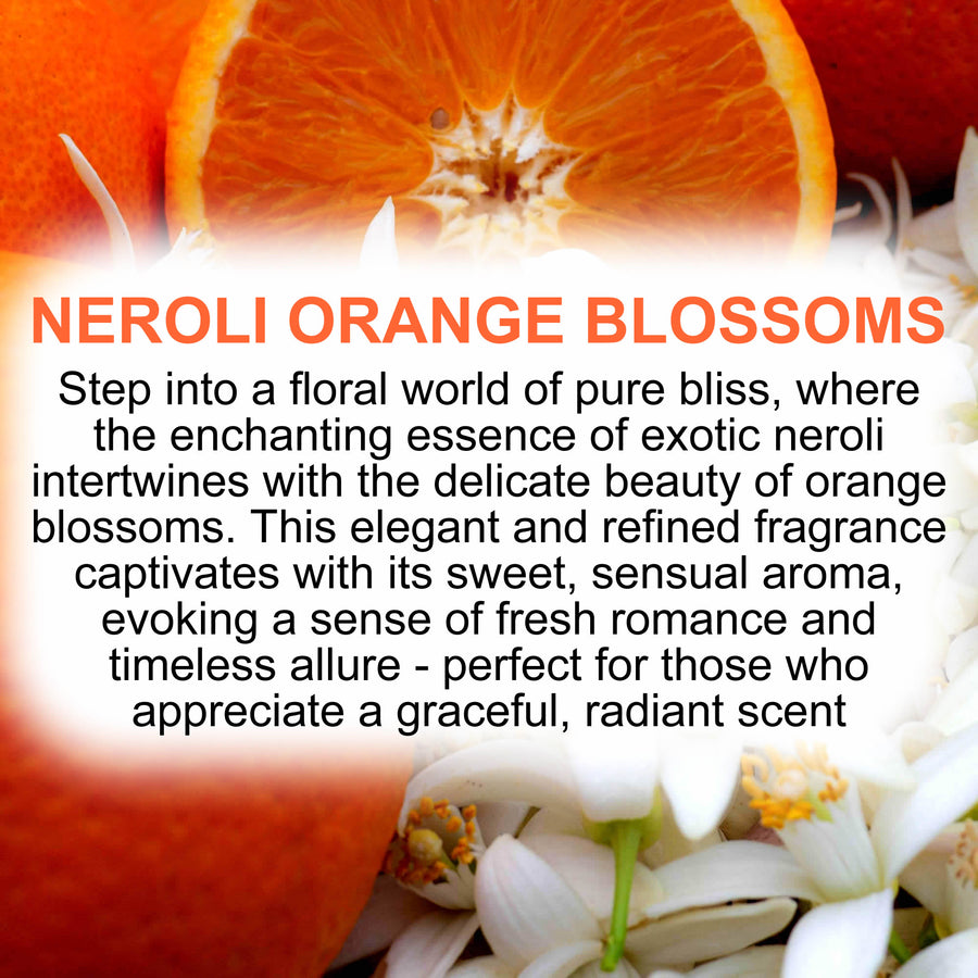 Neroli Orange Blossoms Body Massage Oil – vegan, cruelty-free, plant-based hydrating oil with bright neroli and sweet orange blossom florals, handmade in Australia.
