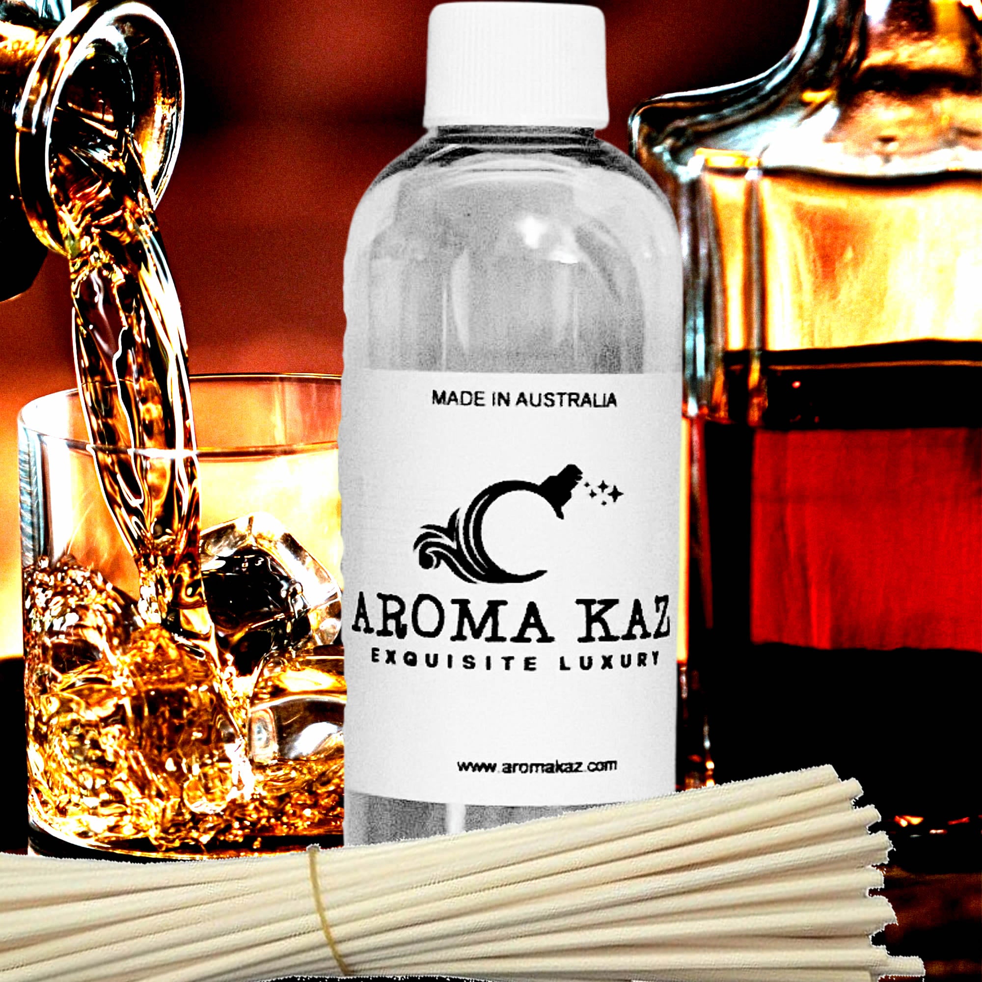 Orange Whiskey & Cocoa Diffuser Fragrance Oil with Reeds – Vegan Cruelty-Free Home Aroma