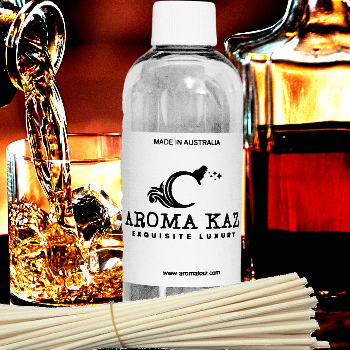 Orange Whiskey & Cocoa Diffuser Fragrance Oil with Reeds – Vegan Cruelty-Free Home Aroma