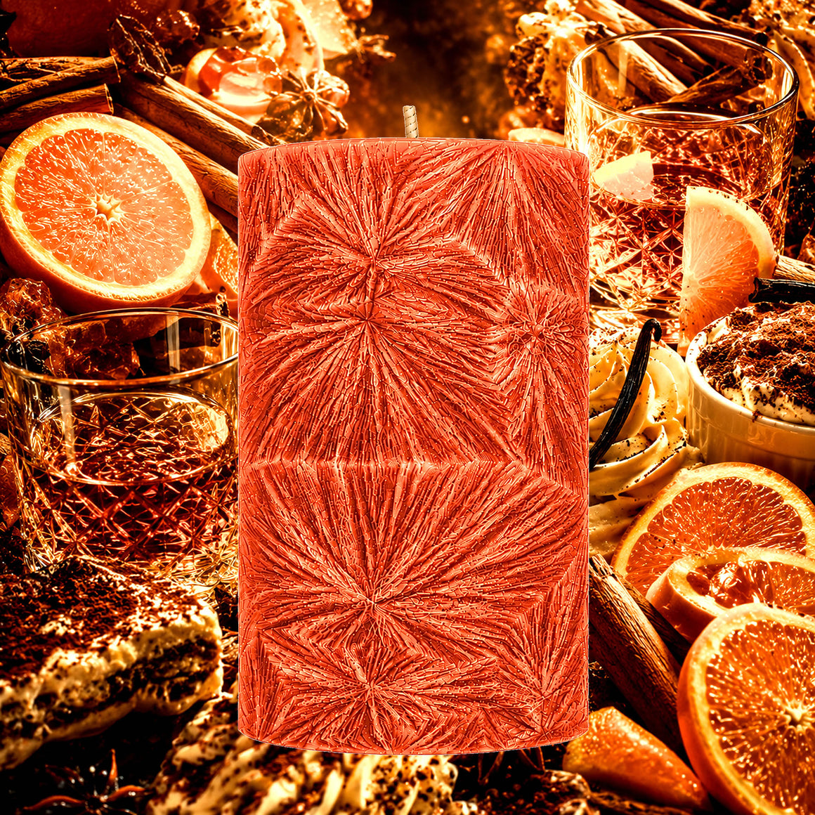 Orange Whisky & Cocoa Pillar Candle