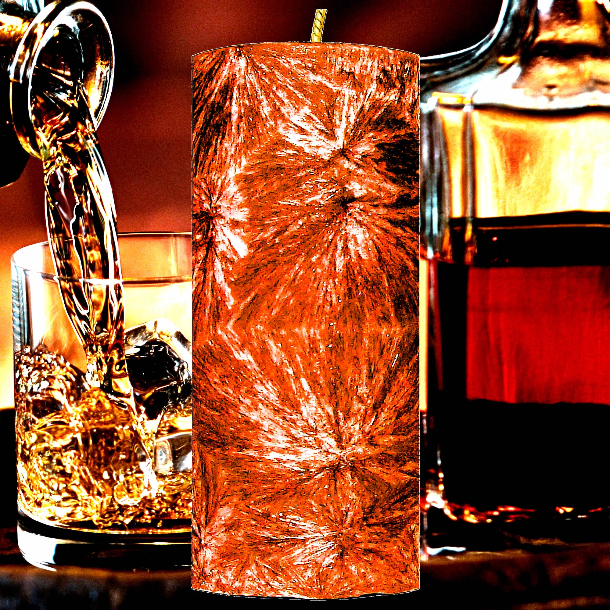 Orange Whisky & Cocoa Pillar Candle – Plant-Based, Eco-Friendly, Vegan, Cruelty Free