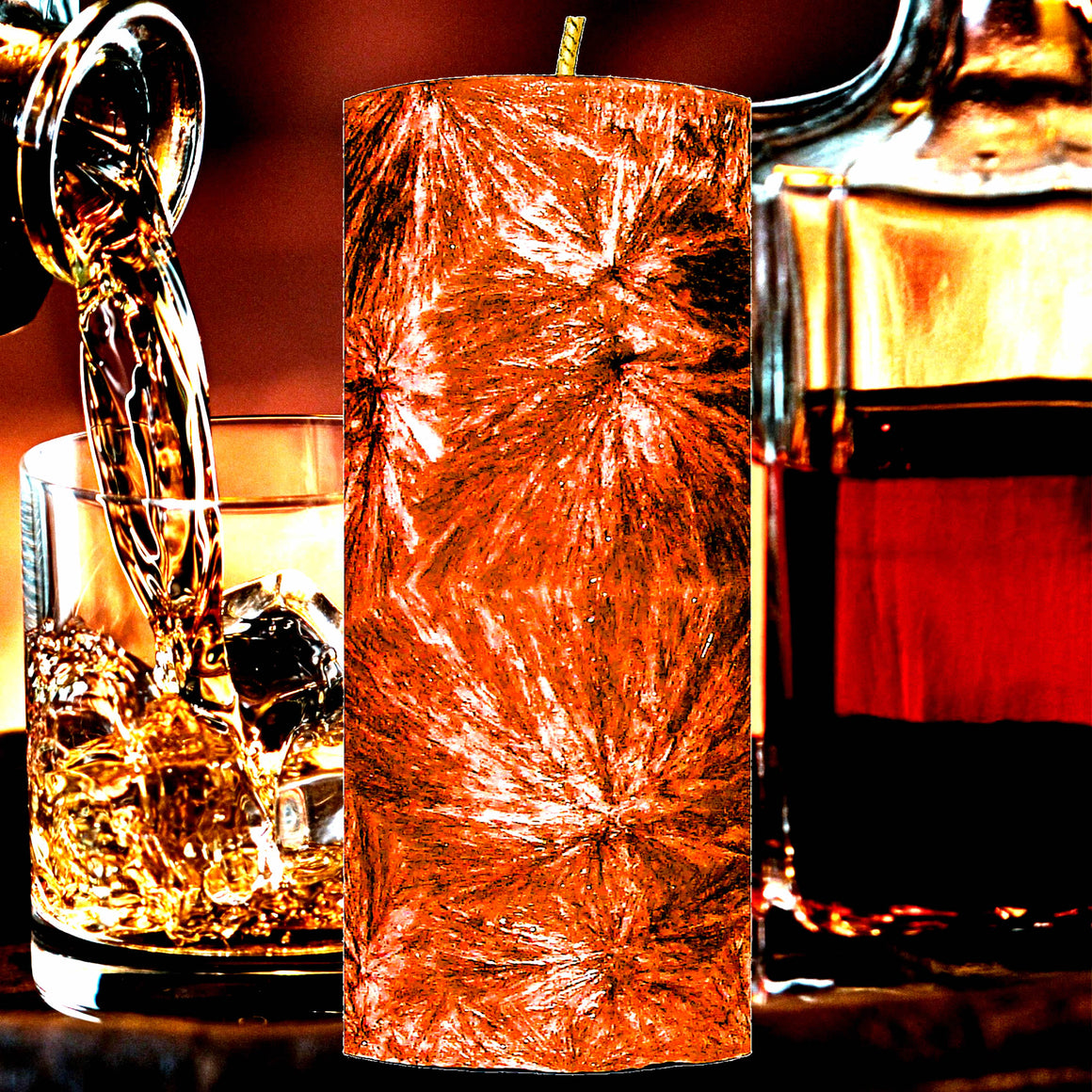 Orange Whisky & Cocoa Pillar Candle – Plant-Based, Eco-Friendly, Vegan, Cruelty Free