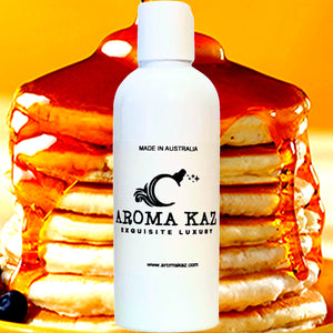 Pancakes & Maple Syrup Bath Body Massage Oil – vegan, cruelty-free, enriched with Vitamin E. Handmade in Australia, long-lasting fragrance, suitable for all skin types and perfect as a gift for him or her.