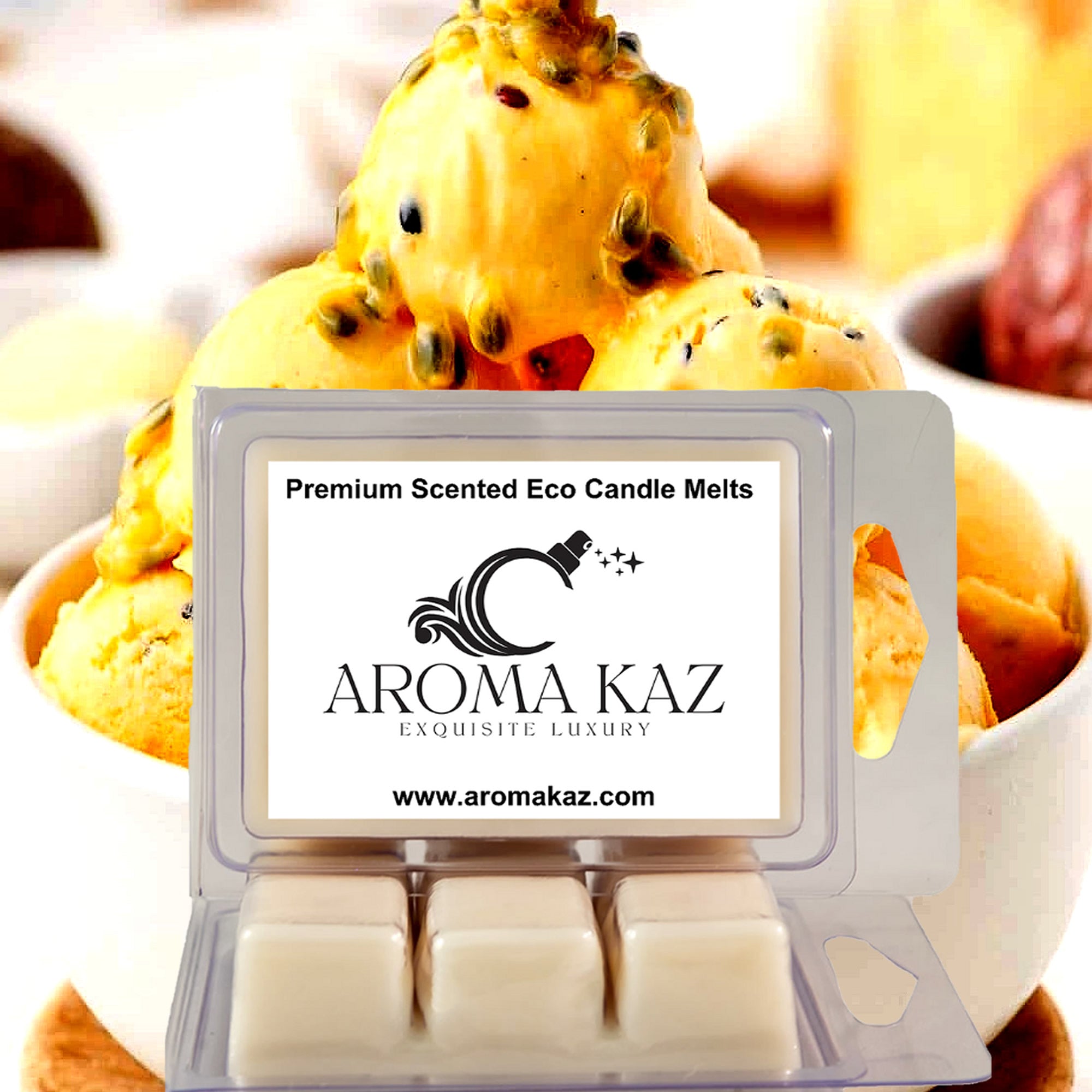 Passion Fruit Ice Cream eco soy wax melts – vegan, cruelty-free featuring creamy passionfruit dessert aroma, handmade in Australia.