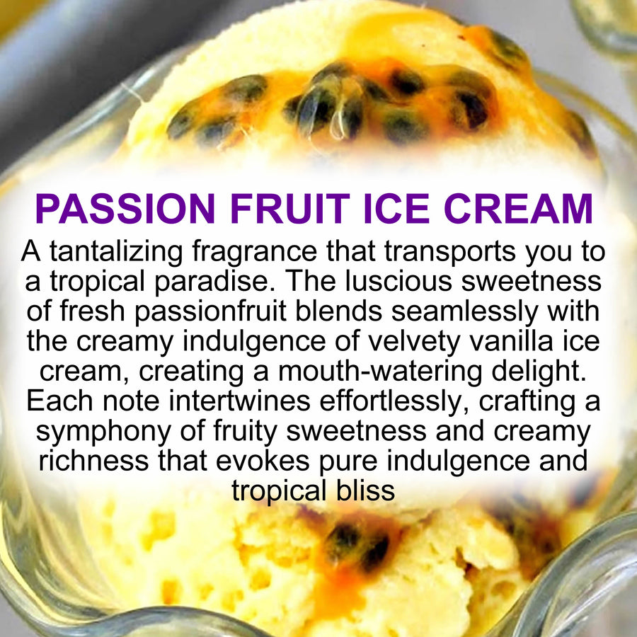 Passion Fruit Ice Cream Body Spray Mist – vegan, cruelty-free body spray featuring creamy passionfruit dessert aroma, handmade in Australia.
