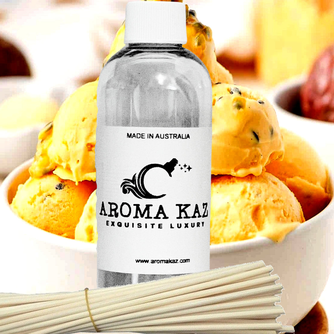 Passion Fruit Ice Cream Diffuser Fragrance Oil Refill – Vegan, Cruelty-Free, Made in Australia – Long-Lasting Air Freshener for use with Rattan Reeds – Not for Electric Diffusers