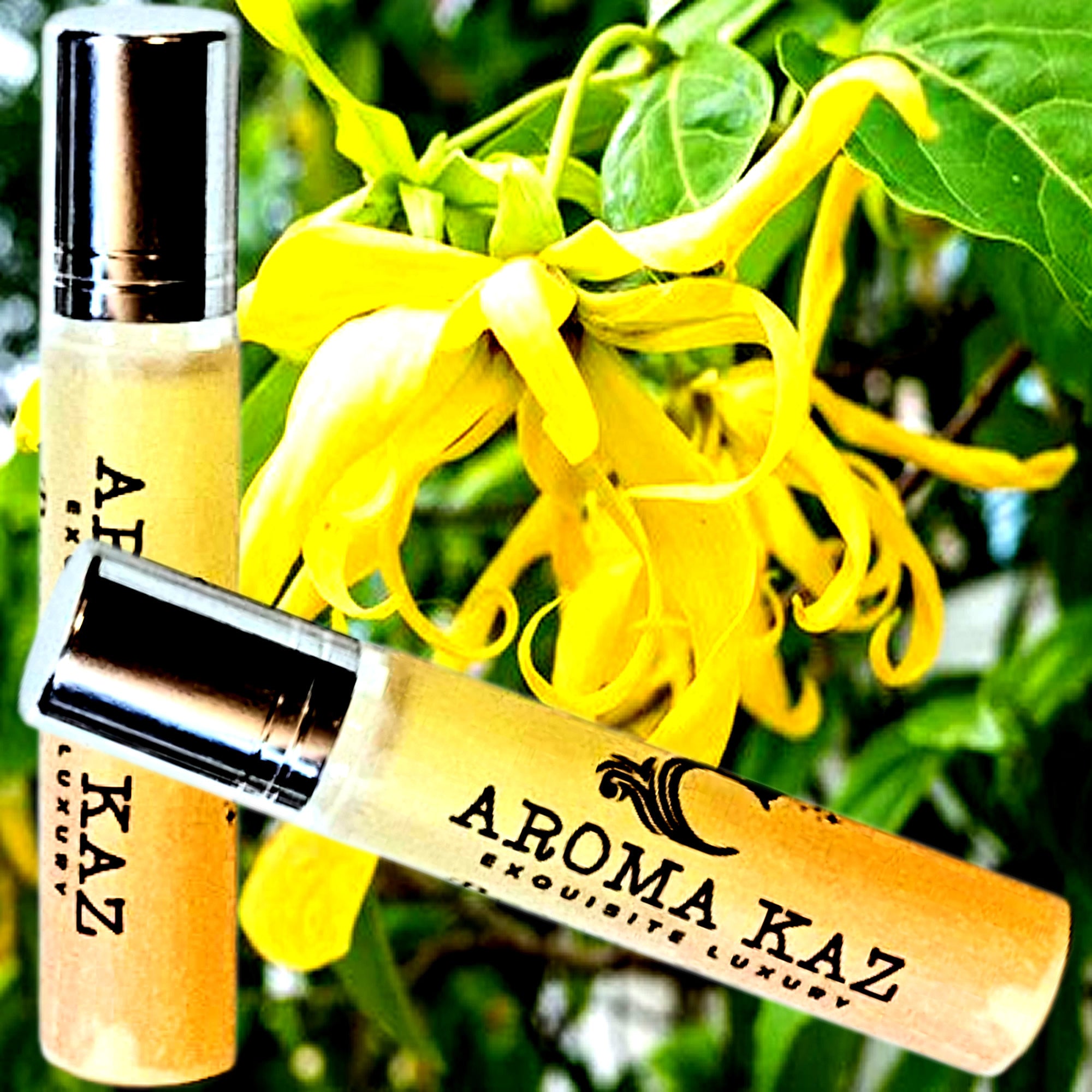 Patchouli & Ylang Ylang Fragrance Roll On – vegan, cruelty-free perfume roll on featuring earthy patchouli and sensual exotic ylang ylang florals, handmade in Australia.