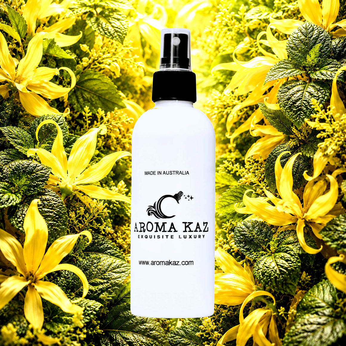 Patchouli & Ylang Ylang Room Linen Car Air Freshener Spray Deodoriser eco-friendly vegan, cruelty-free body fragrance featuring earthy patchouli and sensual exotic ylang ylang florals, made in Australia.