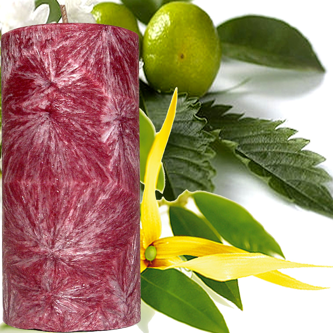 Patchouli & Ylang Ylang Scented Palm Wax Pillar Candle Hand Poured