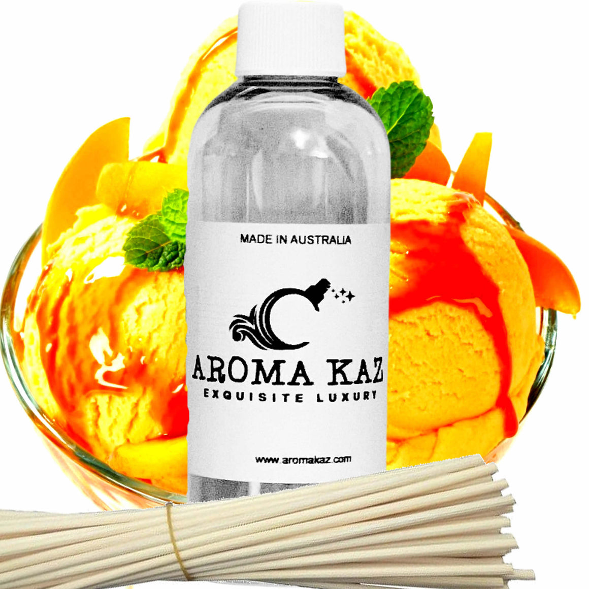 Peach Ice Cream Diffuser Fragrance Oil with Reeds – Vegan Cruelty-Free Home Aroma