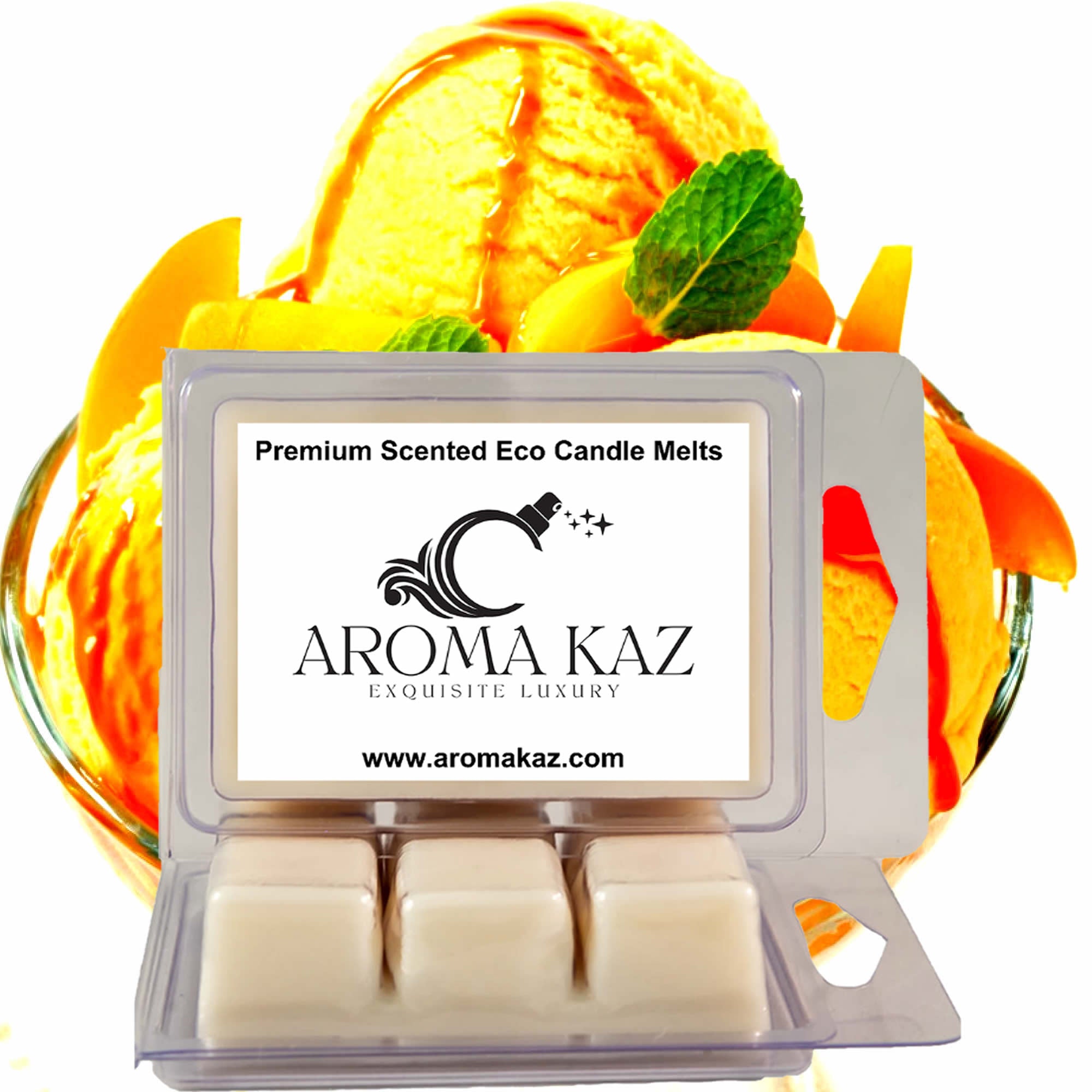 Peach Ice Cream eco soy wax melts – vegan, cruelty-free featuring creamy peach dessert aroma, handmade in Australia.
