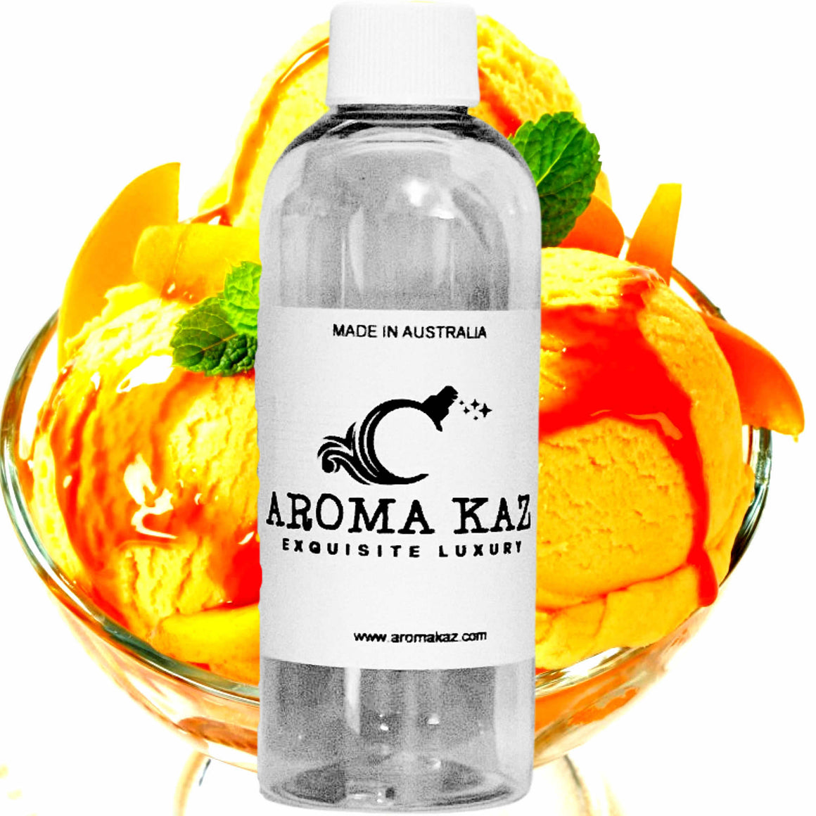 Peach Ice Cream fragrance oil for candle making, soap making and perfume blending – vegan, cruelty-free featuring creamy peach dessert aroma, handmade in Australia.