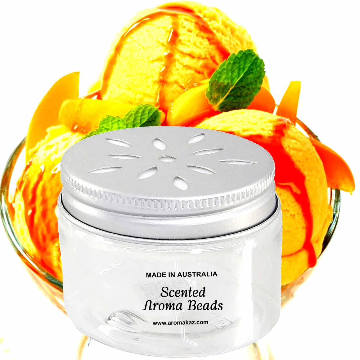 Peach Ice Cream Air Freshener Aroma Beads - Room, Car, Pantry, Pet Areas, Linen