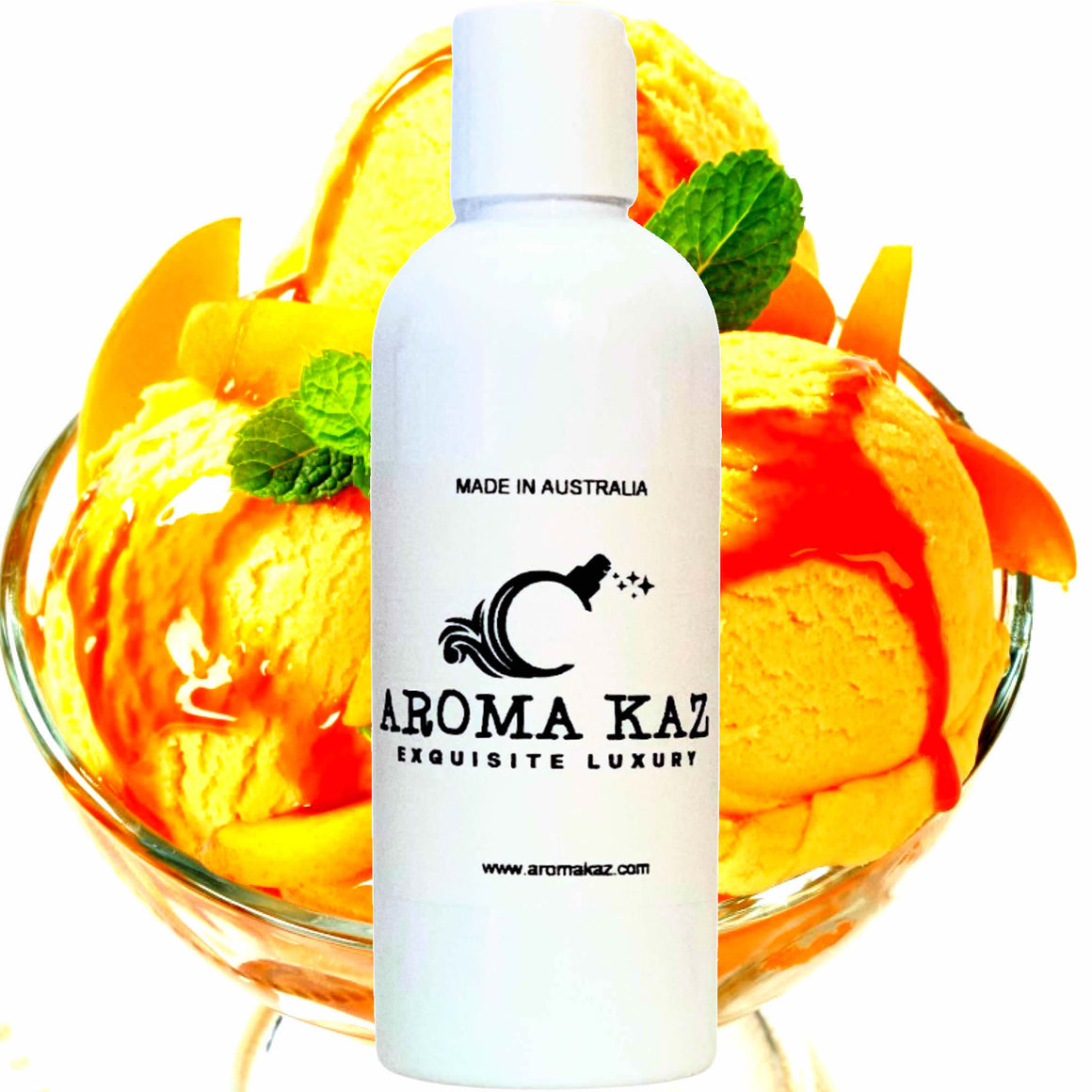 Peach Ice Cream Bath Body Massage Oil – vegan, cruelty-free, enriched with Vitamin E. Handmade in Australia, long-lasting fragrance, suitable for all skin types and perfect as a gift for him or her.