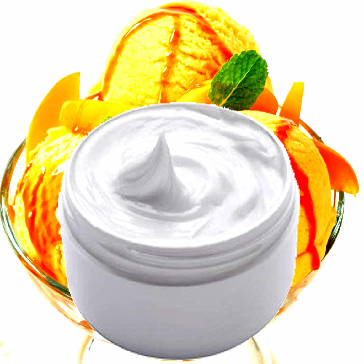 Peach Ice Cream Hydrating vegan body and hand cream moisturizer. Handmade in Australia, cruelty free, long-lasting fragrance, perfect for all skin types and ideal as a gift for men or women.