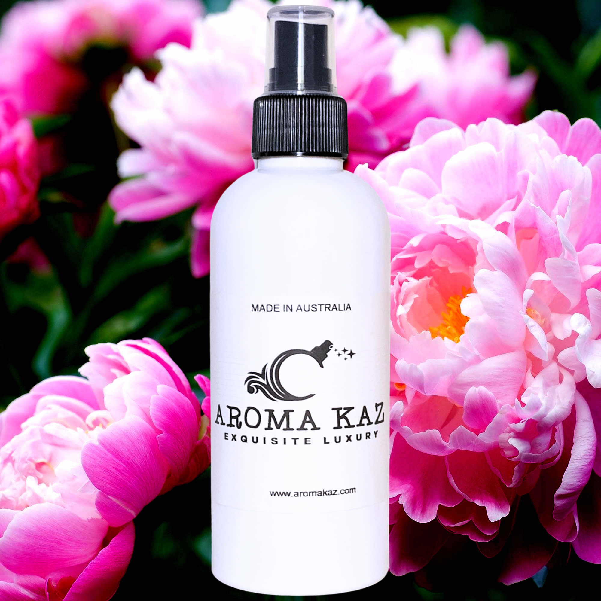 Peony Body Spray Mist – vegan, cruelty-free body spray featuring soft romantic peony blossoms, handmade in Australia.