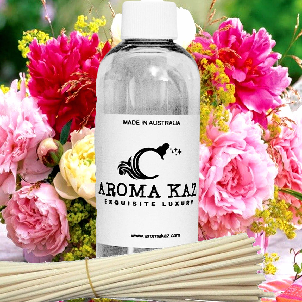 Peony Rose Diffuser Fragrance Oil Refill – vegan, cruelty-free featuring soft peony petals and classic rose florals, handmade in Australia.