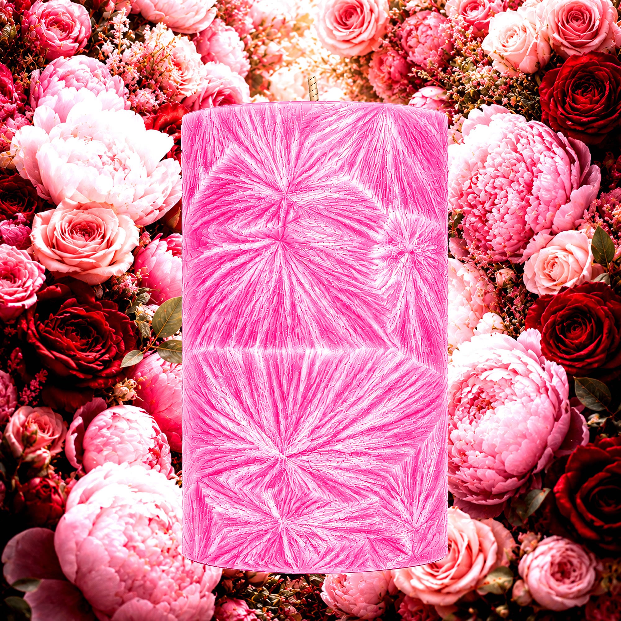 Peony Rose Pillar Candle