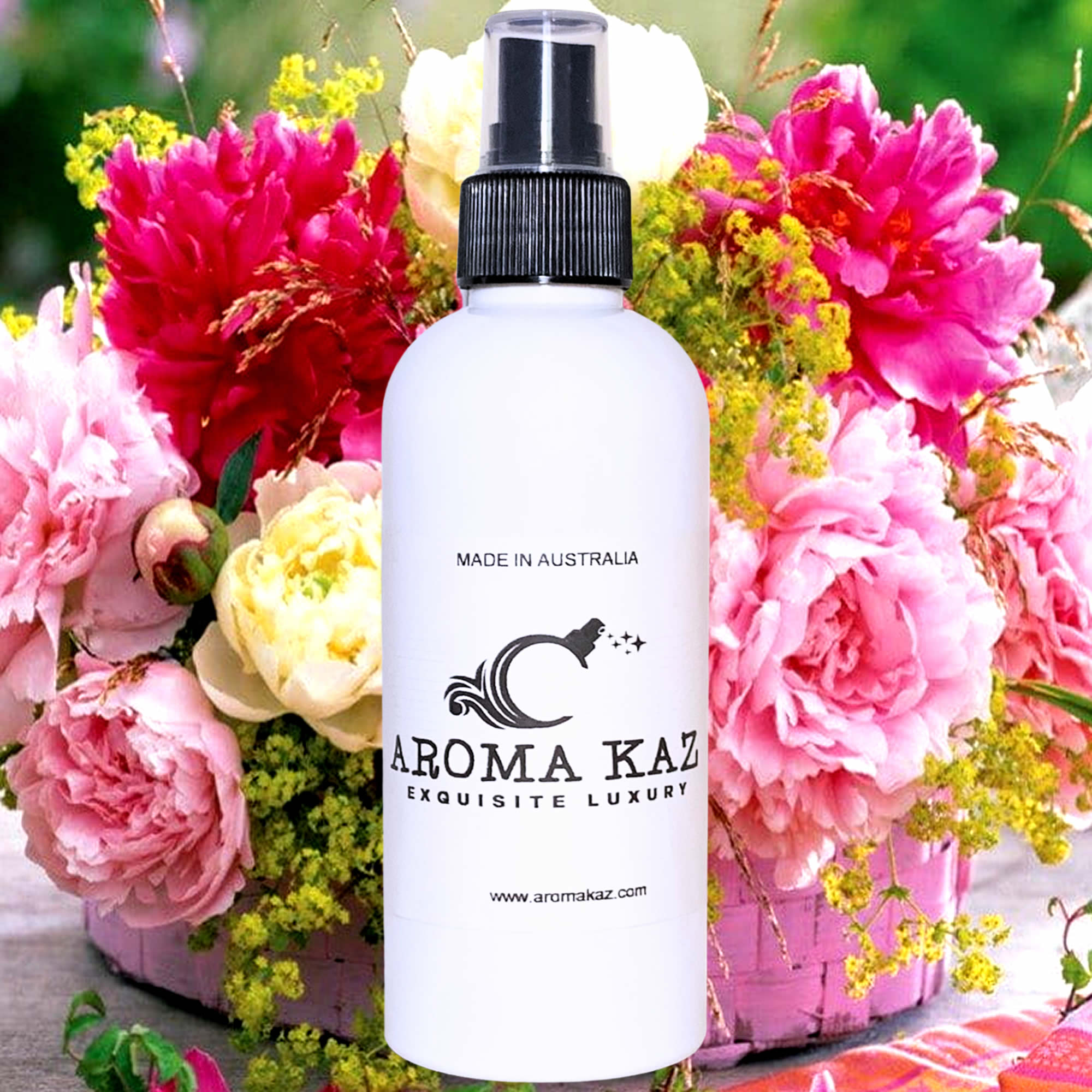 Peony Rose Body Spray Mist – vegan, cruelty-free body spray featuring soft peony petals and classic rose florals, handmade in Australia.