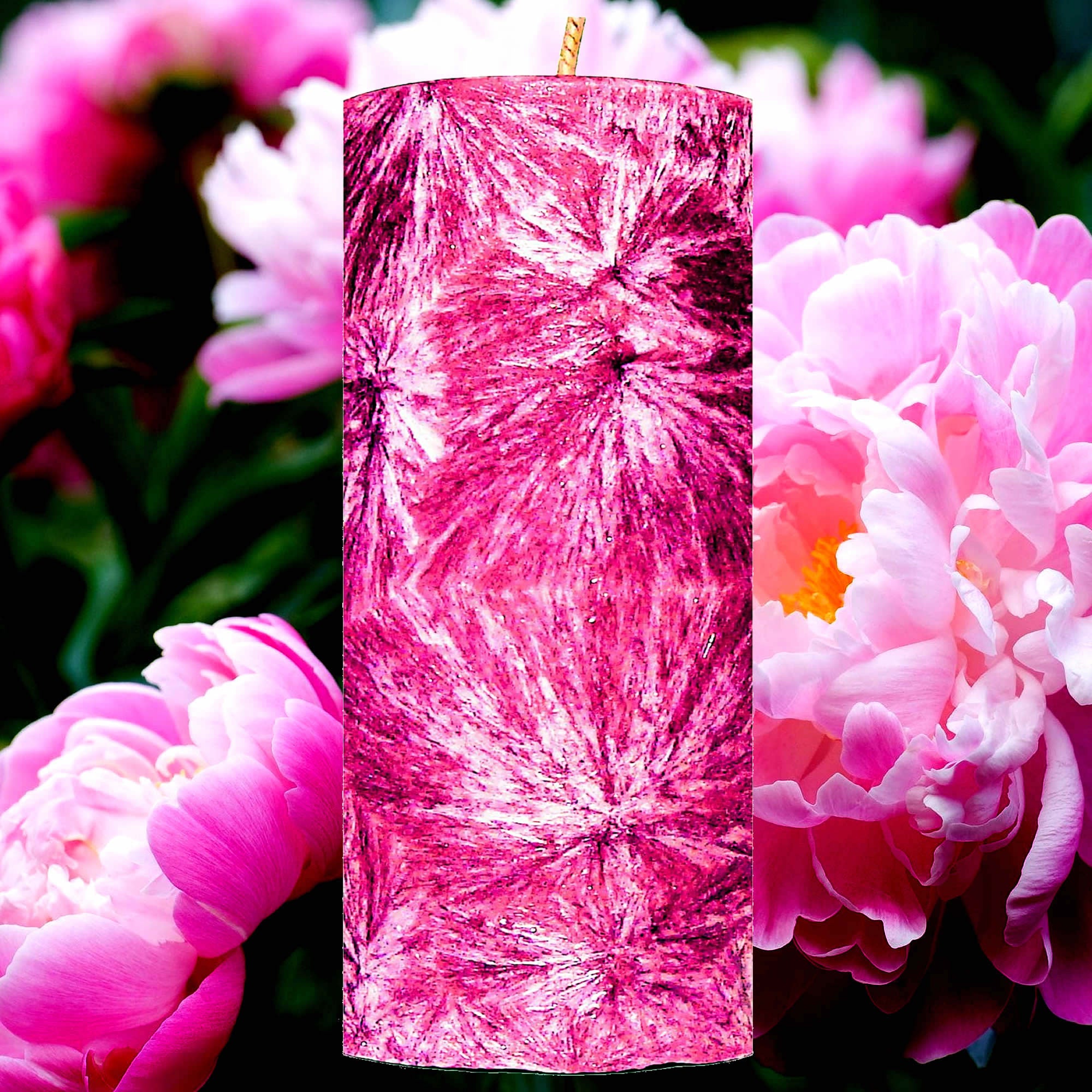Peony Pillar Candle – Plant-Based, Eco-Friendly, Vegan, Cruelty Free