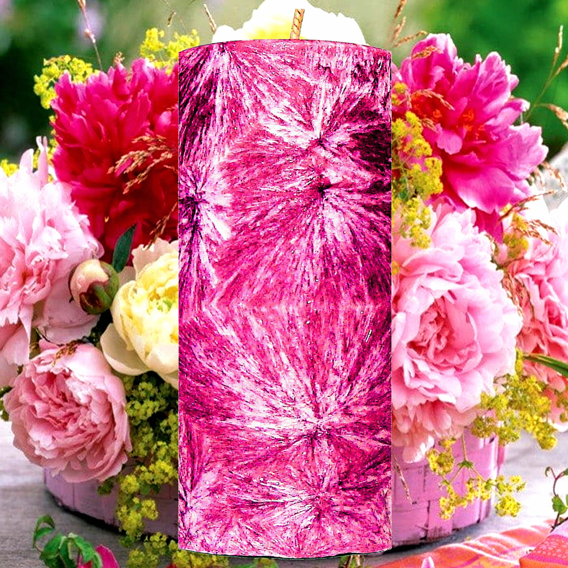 Peony Rose Pillar Candle – Plant-Based, Eco-Friendly, Vegan, Cruelty Free