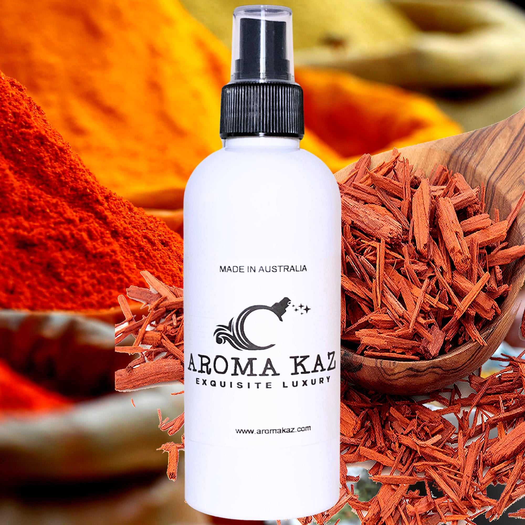 Persian Sandalwood Body Spray Mist – vegan, cruelty-free body spray featuring deep warm sandalwood and exotic eastern spices, handmade in Australia.
