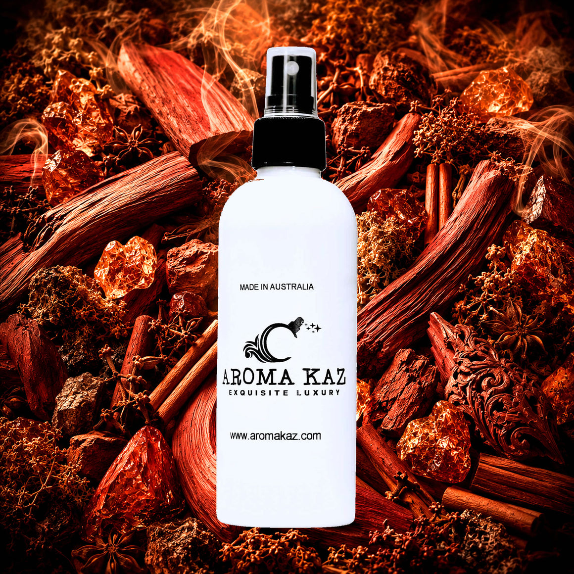 Persian Sandalwood Room Linen Car Air Freshener Spray Deodoriser eco-friendly vegan, cruelty-free body fragrance featuring deep warm sandalwood and exotic eastern spices, made in Australia.