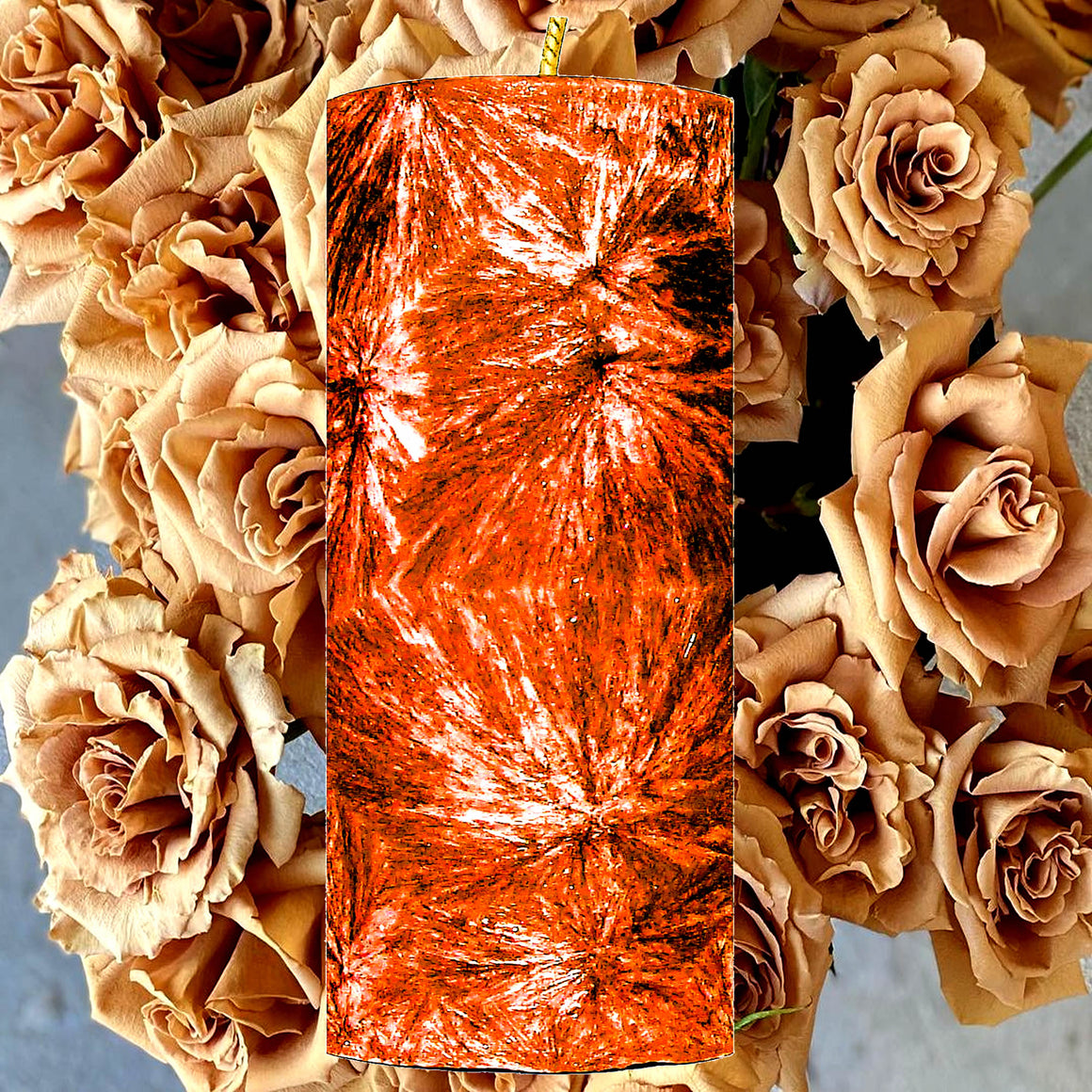 Persian  Roses Palm Wax Pillar Candle