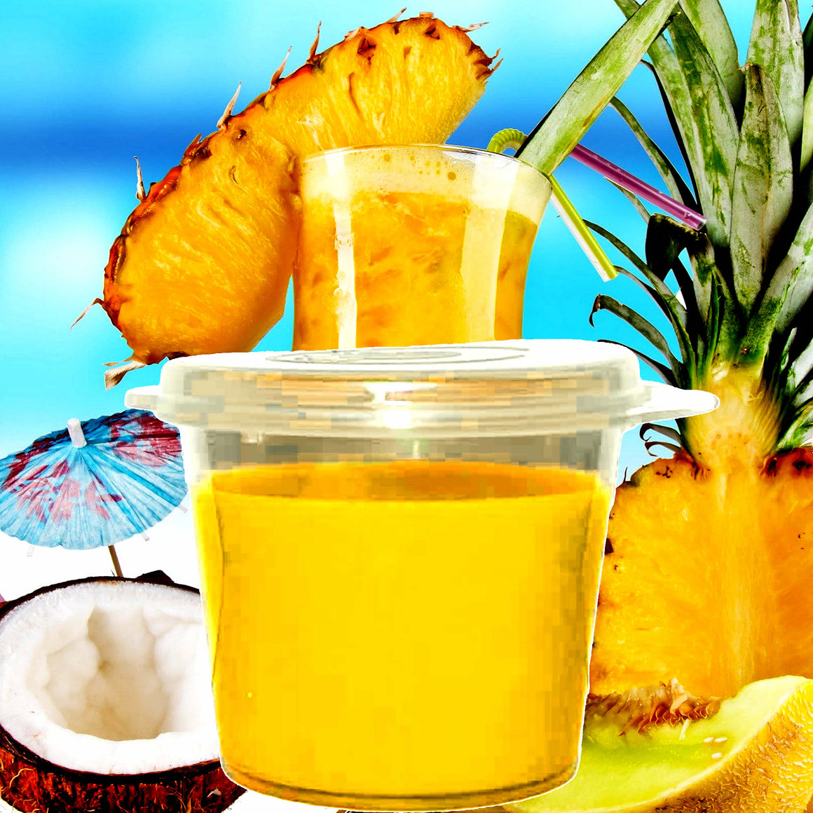 Pina Colada eco soy wax melts – vegan, cruelty-free featuring tropical pineapple, creamy coconut, and vanilla sweetness, handmade in Australia.