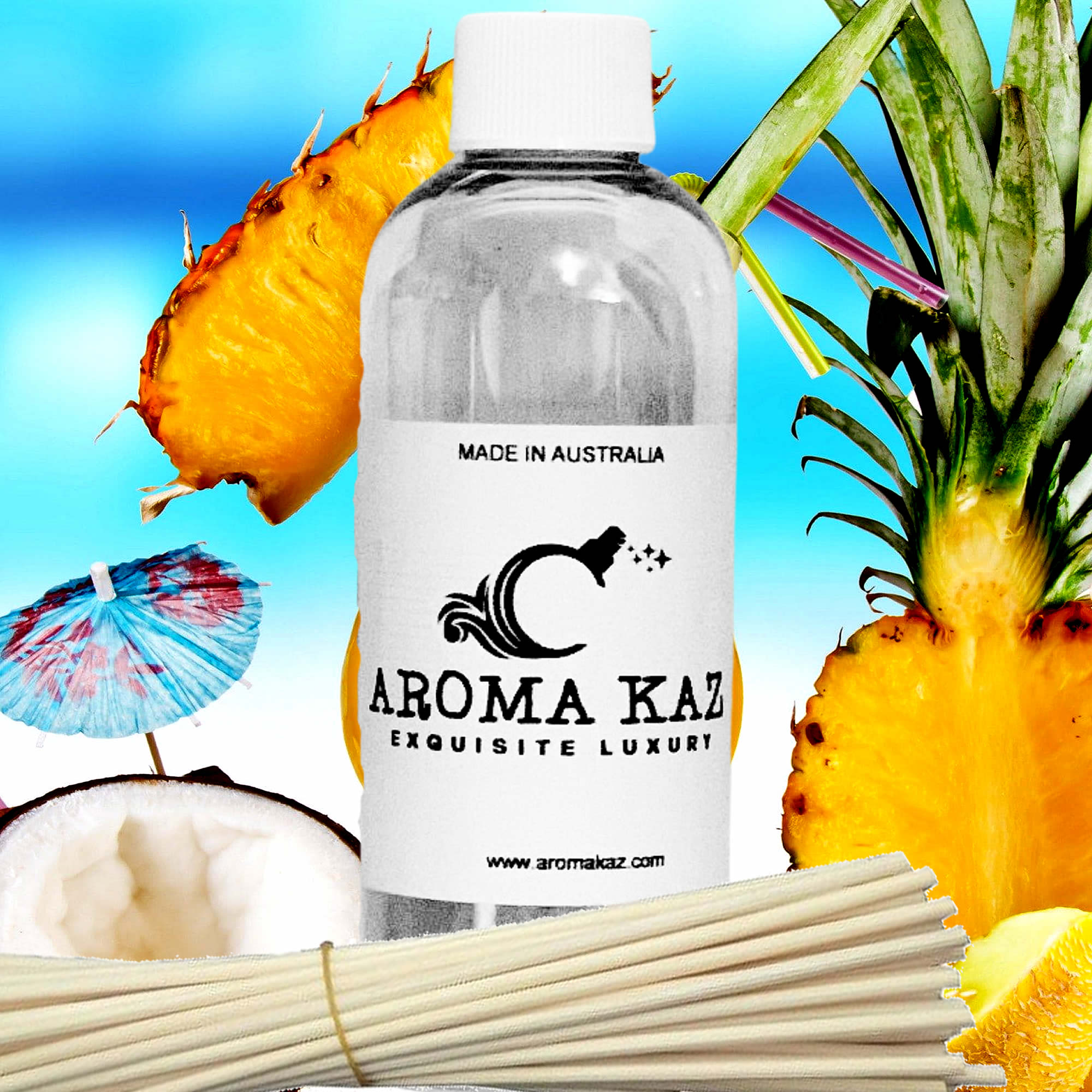 Pina Colada Diffuser Fragrance Oil with Reeds – Vegan Cruelty-Free Home Aroma