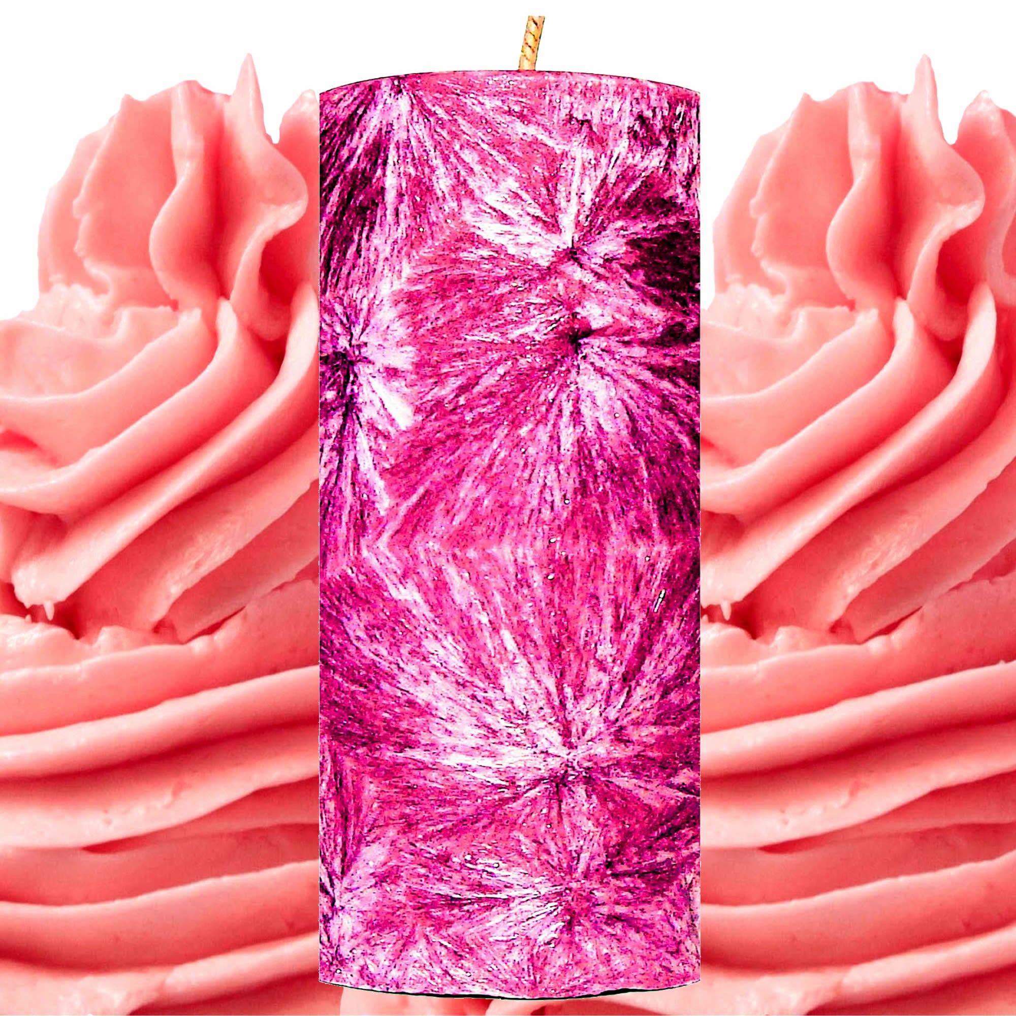Pink Butter Icing Pillar Candle – Plant-Based, Eco-Friendly, Vegan, Cruelty Free