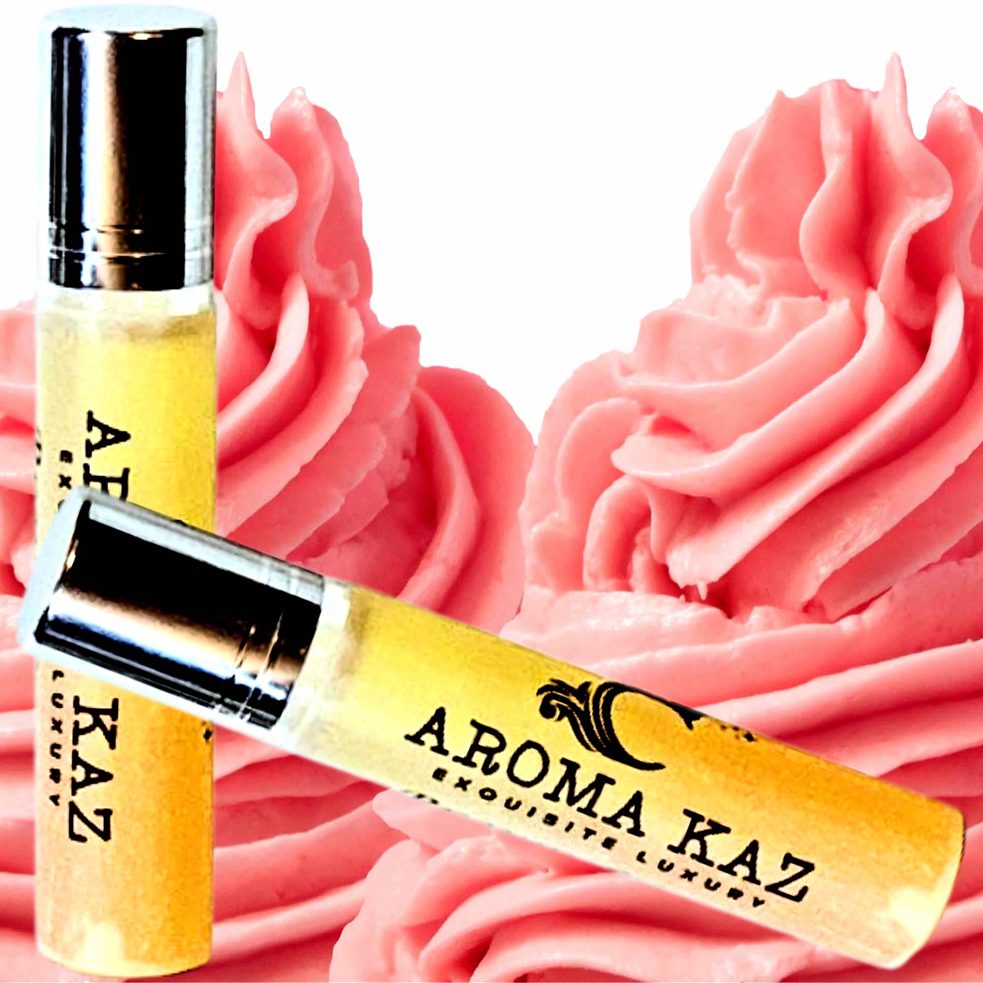 Pink Butter Icing Fragrance Roll On – vegan, cruelty-free perfume roll on featuring sweet pink sugar and vanilla frosting aroma, handmade in Australia.